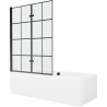 Mexen Cube stačiakampė vonia 180 x 80 cm su dangčiu ir dviejų dalių 120 cm sienele, juodas raštas - 550518080X92120027077
