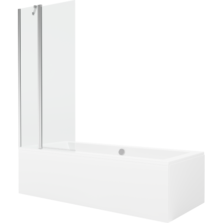 Mexen Cube stačiakampė vonia 170 x 80 cm su apdaila ir vienasparniu 80 cm šydu, praskaidrintas, chromas - 550517080X9408110100
