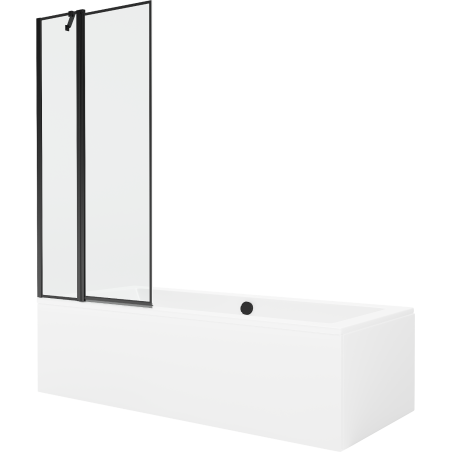 Mexen Cube stačiakampė vonia 170 x 80 cm su korpusu ir vienos dalies ekranu 80 cm, juodas raštas - 550517080X9408117070