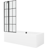 Mexen Cube stačiakampė vonia 170 x 80 cm su apdaila ir vienos dalies 80 cm pertvara, juodas raštas - 550517080X9408117077