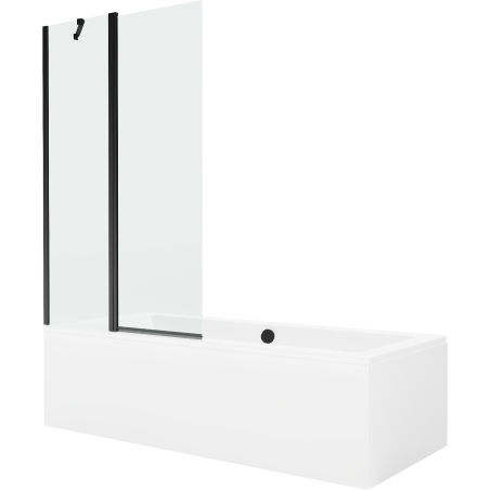 Mexen Cube stačiakampė vonia 170 x 80 cm su apdaila ir vienos dalies ekranu 100 cm, skaidrus, juodas - 550517080X9410117000