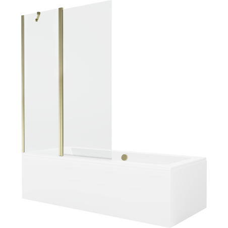 Mexen Cube stačiakampė vonia 170 x 80 cm su aptaisu ir 1-durio pertvara 120 cm, permatoma, auksinė - 550517080X9412115000
