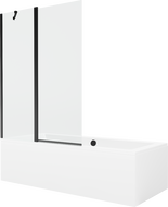Mexen Cube stačiakampė vonia 170 x 80 cm su apdaila ir vienos dalies 120 cm pertvara, skaidri, juoda - 550517080X9412117000