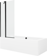Mexen Cube stačiakampė vonia 180 x 80 cm su apdaila ir vieno sparno 80 cm ekranu, permatoma, juoda - 550518080X9408117000