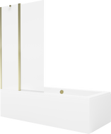 Mexen Cube stačiakampė vonia 180 x 80 cm su apdaila ir 1 durų pertvara 100 cm, skaidri, auksinė - 550518080X9410115000
