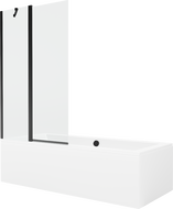 Mexen Cube stačiakampė vonia 180 x 80 cm su apdaila ir vienos dalies 100 cm pertvara, skaidri, juoda - 550518080X9410117000