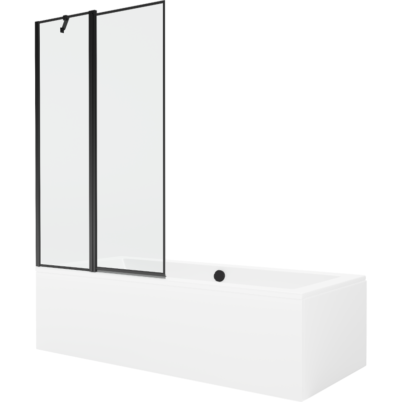 Mexen Cube stačiakampė vonia 180 x 80 cm su apdaila ir vienos dalies pertvara 100 cm, juodas raštas - 550518080X9410117070