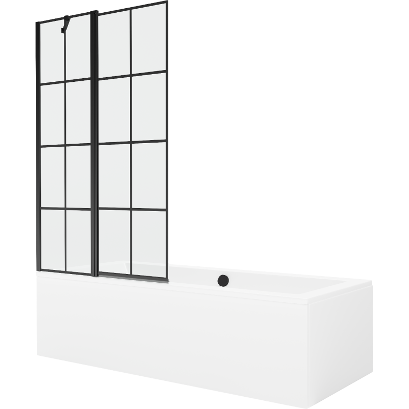 Mexen Cube stačiakampė vonia 180 x 80 cm su apdaila ir 1 sparno 100 cm ekranu, juodas raštas - 550518080X9410117077