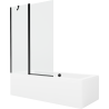 Mexen Cube stačiakampė vonia 180 x 80 cm su apdaila ir vienos dalies dušo siena 120 cm, skaidrus, juodas - 550518080X9412117000
