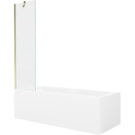 Mexen Cubik stačiakampė vonia 150 x 70 cm su apdaila ir vienos dalies pertvara 50 cm, skaidri, auksinė - 550315070X9505000050