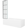Mexen Cubik stačiakampė vonia 150 x 70 cm su apdaila ir vieno sparno 50 cm pertvara, juodas raštas - 550315070X9505007077