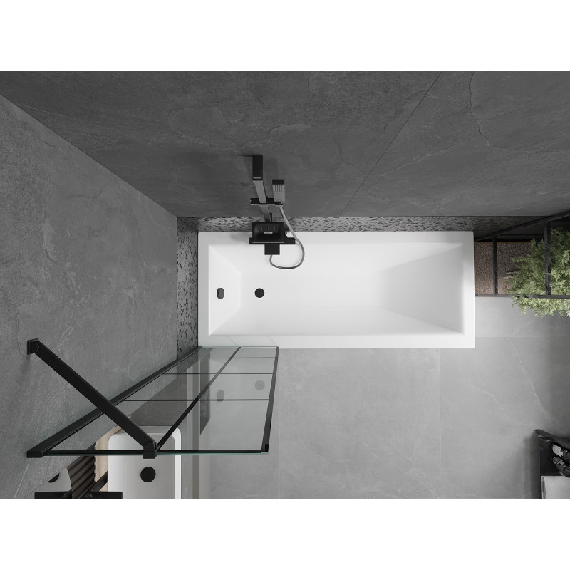 Mexen Cubik stačiakampė vonia 150 x 70 cm su apdaila ir vienos dalies sienele 50 cm, juodas raštas - 550315070X9505007077