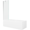 Mexen Cubik prostokampė vonia 150 x 70 cm su apdaila ir 1 sparno 60 cm širma, skaidri, chromas - 550315070X9506000001
