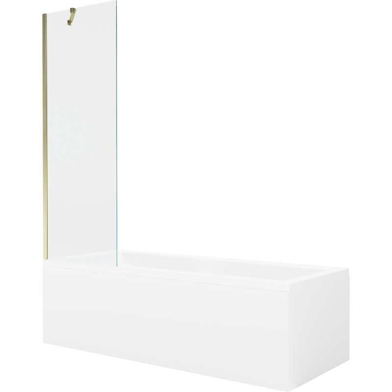 Mexen Cubik stačiakampė vonia 150 x 70 cm su apdaila ir vienu 60 cm sparnu aliuminiu, permatoma, auksinė