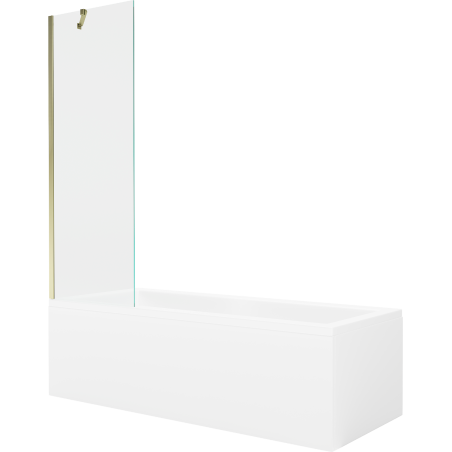 Mexen Cubik stačiakampė vonia 150 x 70 cm su apdaila ir vienos dalies širma 60 cm, permatoma, auksinė - 550315070X9506000050