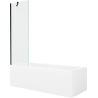 Mexen Cubik stačiakampė vonia 150 x 70 cm su korpusu ir vieno lapo ekranu 60 cm, skaidri, juoda - 550315070X9506000070