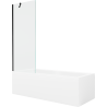 Mexen Cubik stačiakampė vonia 150 x 70 cm su apdaila ir vienos durų ekranu 70 cm, skaidri, juoda - 550315070X9507000070