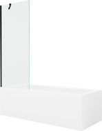 Mexen Cubik stačiakampė vonia 150 x 70 cm su apdaila ir 1-sparnių 70 cm pertvara, permatoma, juoda - 550315070X9507000070