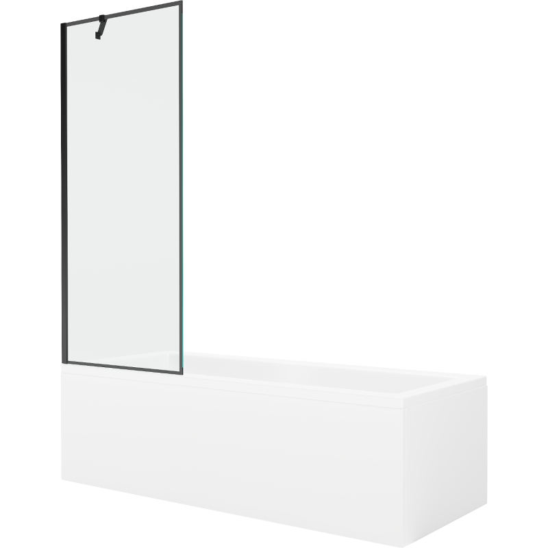 Mexen Cubik prostokampė vonia 150 x 70 cm su apdaila ir 1-duris ekranu 70 cm, juodas raštas - 550315070X9507007070