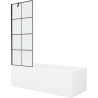 Mexen Cubik stačiakampė vonia 150 x 70 cm su apdaila ir 1 sparno 70 cm ekranu, juodas raštas - 550315070X9507007077