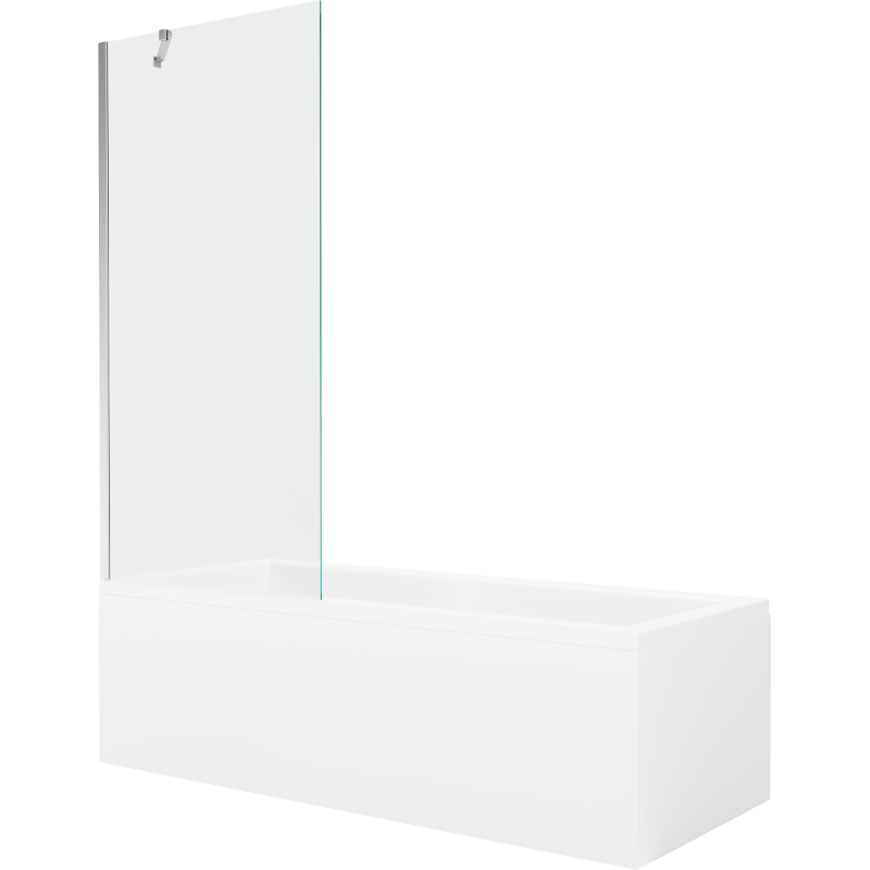 Mexen Cubik stačiakampė vonia 150 x 70 cm su apdaila ir vienkrypčiu 80 cm ekranu, skaidri, chromuota - 550315070X9508000001