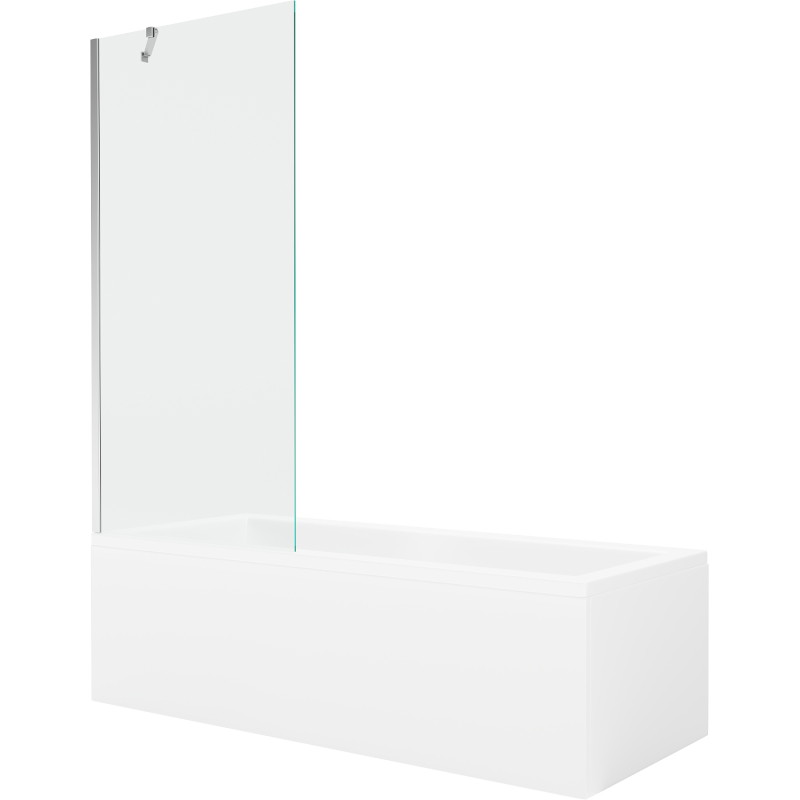 Mexen Cubik stačiakampė vonia 150 x 70 cm su korpusu ir 1-durų širma 80 cm, skaidri, chromuota - 550315070X9508000001