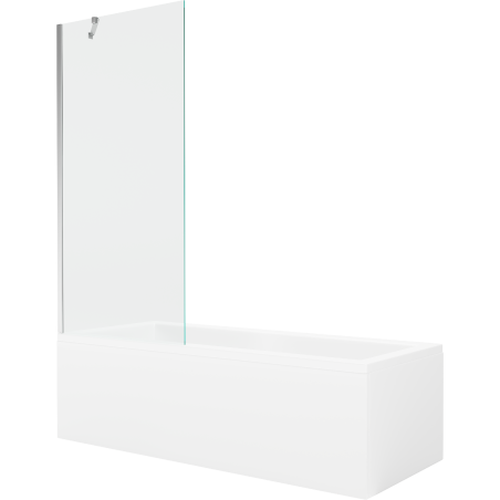 Mexen Cubik stačiakampė vonia 150 x 70 cm su apdaila ir vienkrypčiu 80 cm ekranu, skaidri, chromuota - 550315070X9508000001