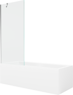 Mexen Cubik stačiakampė vonia 150 x 70 cm su apdaila ir vienos dalies 80 cm pertvara, skaidri, chromuota
