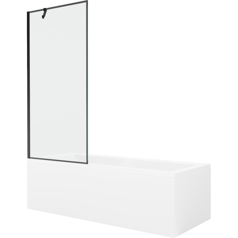 Mexen Cubik stačiakampė vonia 150 x 70 cm su apdaila ir vienos dalies 80 cm širma, juodas raštas - 550315070X9508007070