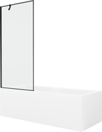 Mexen Cubik stačiakampė vonia 150 x 70 cm su apdaila ir 1-durio širma 80 cm, juodas raštas - 550315070X9508007070