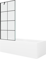 Mexen Cubik stačiakampė vonia 150 x 70 cm su apdaila ir 1-durų pertvara 80 cm, juodas raštas - 550315070X9508007077