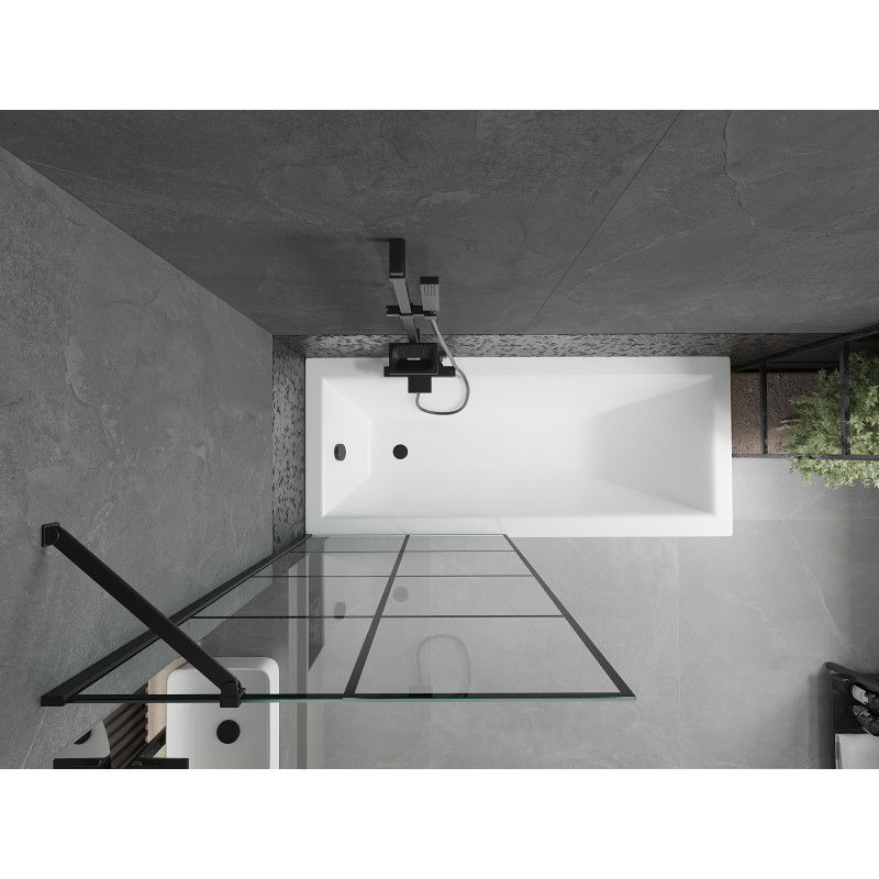 Mexen Cubik stačiakampė vonia 150 x 70 cm su apdaila ir vienašoniu ekranu, 80 cm, juodas raštas - 550315070X9508007077