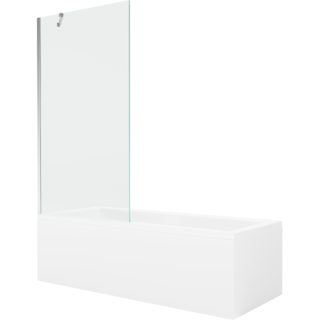 Mexen Cubik stačiakampė vonia 150 x 70 cm su apdaila ir 1-durų sienele 90 cm, permatoma, chromas - 550315070X9509000001