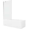 Mexen Cubik stačiakampė vonia 150 x 70 cm su apdaila ir 1-durų sienele 90 cm, permatoma, chromas - 550315070X9509000001