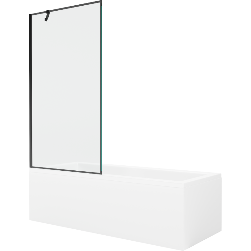 Mexen Cubik stačiakampė vonia 150 x 70 cm su apdaila ir vienos dalies ekranu 90 cm, juodas raštas - 550315070X9509007070