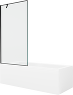 Mexen Cubik stačiakampė vonia 150 x 70 cm su apdaila ir vienos dalies ekranu 90 cm, juodas raštas - 550315070X9509007070