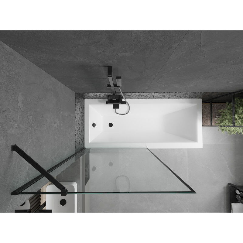 Mexen Cubik stačiakampė vonia 150 x 70 cm su apdaila ir vieno sparno pertvara 90 cm, juodas raštas - 550315070X9509007070