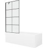 Mexen Cubik stačiakampė vonia 150 x 70 cm su apdaila ir 1 sparno dušo sienele 90 cm, juodas raštas - 550315070X9509007077