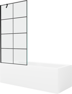Mexen Cubik stačiakampė vonia 150 x 70 cm su apdaila ir vienos dalies ekranu 90 cm, juodas raštas - 550315070X9509007077