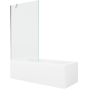 Mexen Cubik stačiakampė vonia 150 x 70 cm su apdaila ir vieno sparno 100 cm pertvara, skaidri, chromuota