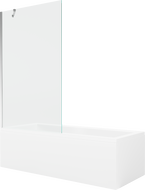 Mexen Cubik stačiakampė vonia 150 x 70 cm su apdaila ir vienos sekcijos pertvara 100 cm, skaidri, chrominė