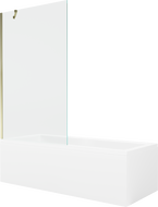 Mexen Cubik stačiakampė vonia 150 x 70 cm su korpusu ir 1-sparnių 100 cm ekranu, skaidri, auksinė - 550315070X9510000050
