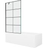 Mexen Cubik stačiakampė vonia 150 x 70 cm su apdaila ir 1 sparno 100 cm ekranu, juodas raštas - 550315070X9510007077