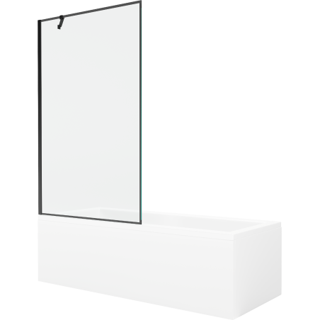 Mexen Cubik stačiakampė vonia 150 x 70 cm su apdaila ir vienos dalies užuolaida 100 cm, juodas raštas - 550315070X9510007070