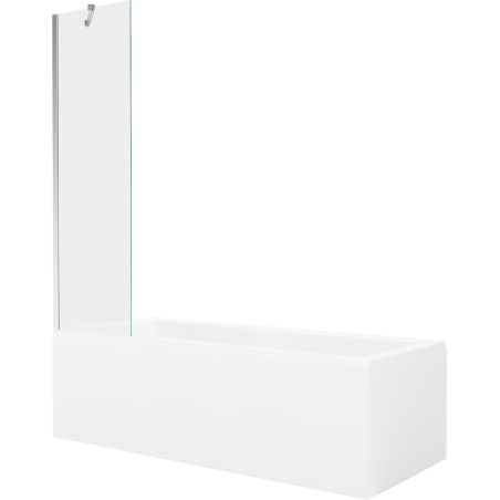 Mexen Cubik stačiakampė vonia 160 x 70 cm su apdaila ir 1-durų pertvara 50 cm, permatomas, chromas - 550316070X9505000001