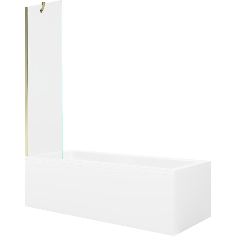 Mexen Cubik stačiakampė vonia 160 x 70 cm su apdaila ir vieno skyriaus ekranu 50 cm, permatomas, auksinė