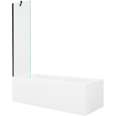 Mexen Cubik stačiakampė vonia 160 x 70 cm su apdaila ir vienos dalies 50 cm ekranu, permatomas, juodas - 550316070X9505000070