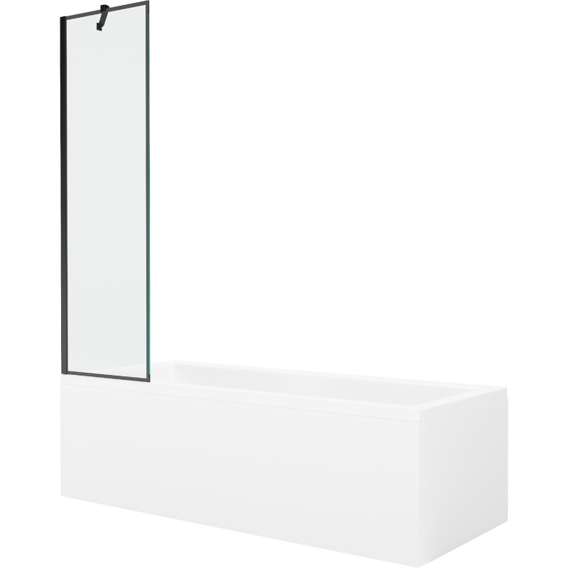 Mexen Cubik stačiakampė vonia 160 x 70 cm su apdaila ir vienasparniu ekranu 50 cm, juodas raštas - 550316070X9505007070