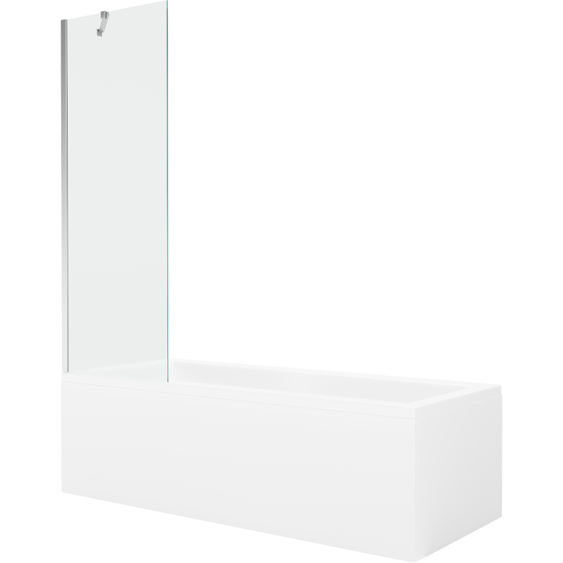 Mexen Cubik stačiakampė vonia 160 x 70 cm su dangčiu ir 1 durų ekranu 60 cm, skaidrus, chromas - 550316070X9506000001