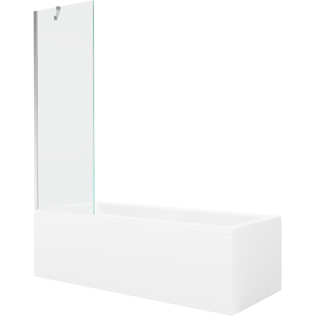 Mexen Cubik stačiakampė vonia 160 x 70 cm su dangčiu ir 1 durų ekranu 60 cm, skaidrus, chromas - 550316070X9506000001